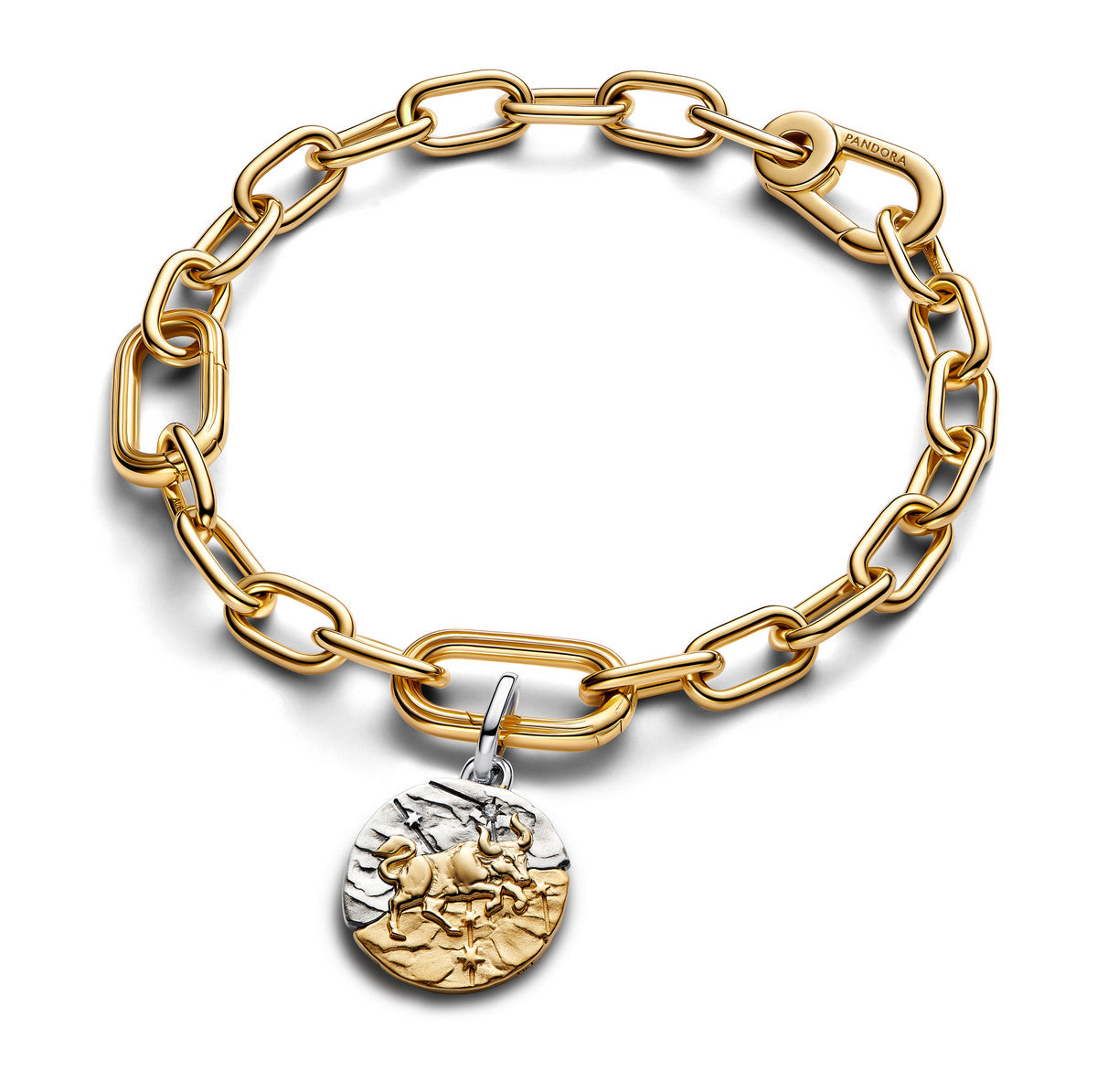 Pandora Dierenriem Stier Medaillonbedel bicolor zilver en goudverguld 764986C01