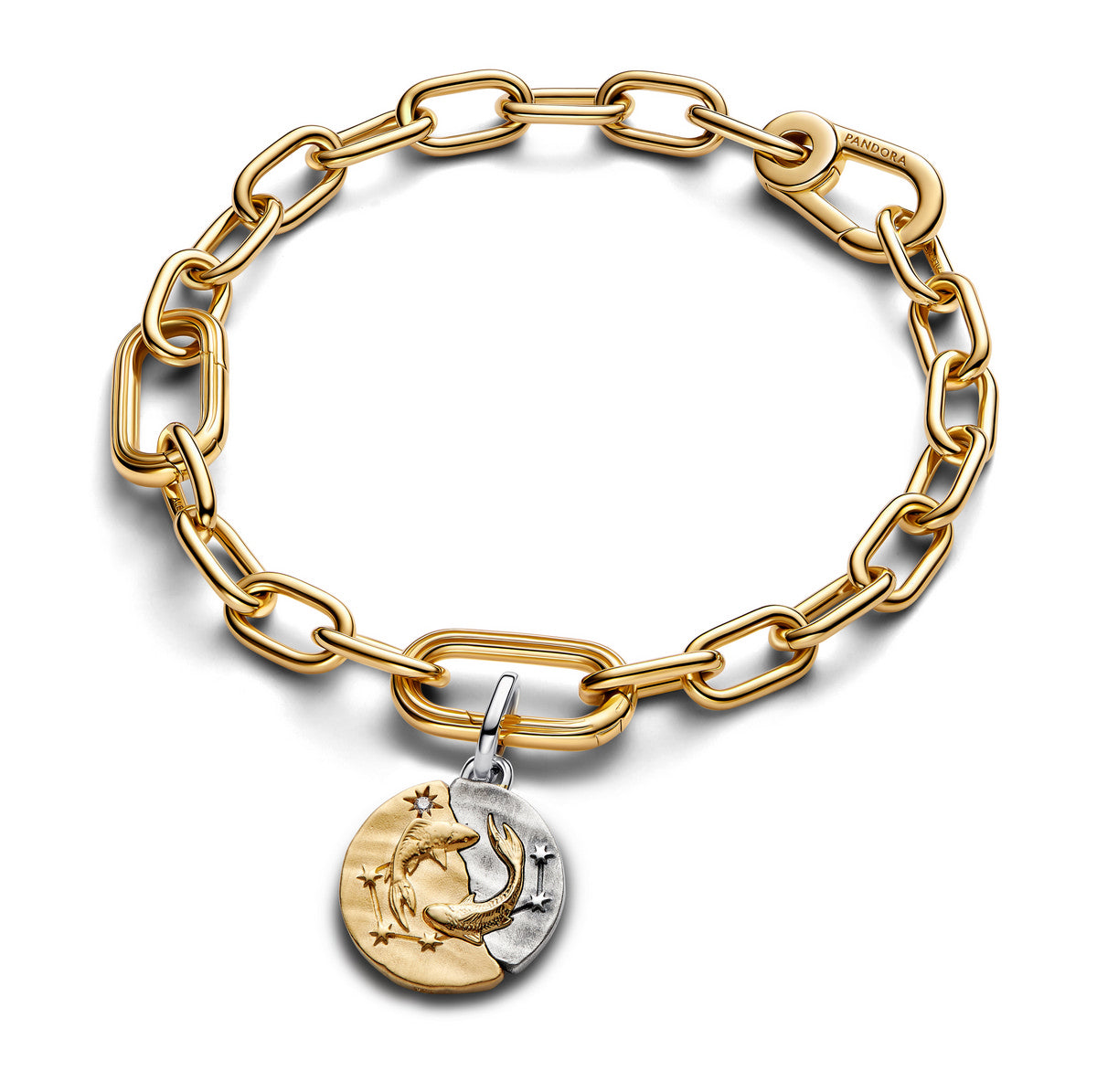 Pandora Dierenriem Vissen Medaillonbedel bicolor zilver en goudverguld 764991C01