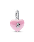 Pandora Roze Keramische Hart Hangslot Hangende Bedel 794424C01 – Zilver