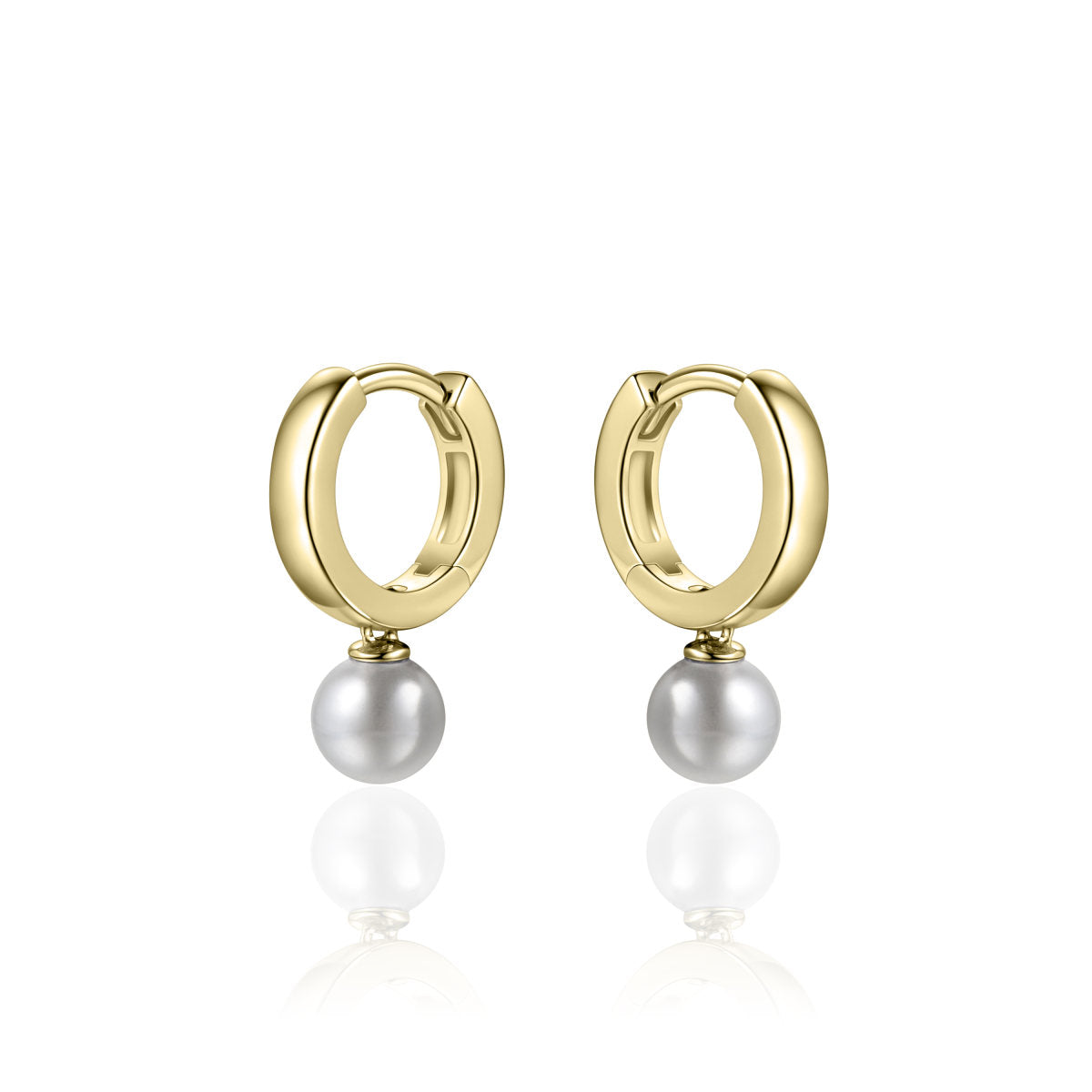 Gisser Oorbellen Zilver Geel Verguld Synthetische parel Wit – I02E004Y