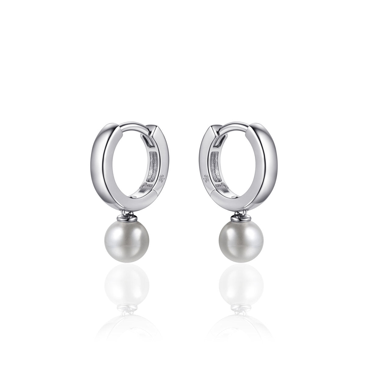 Gisser Oorbellen Zilver Gerhodineerd Synthetische parel Wit – I02E004