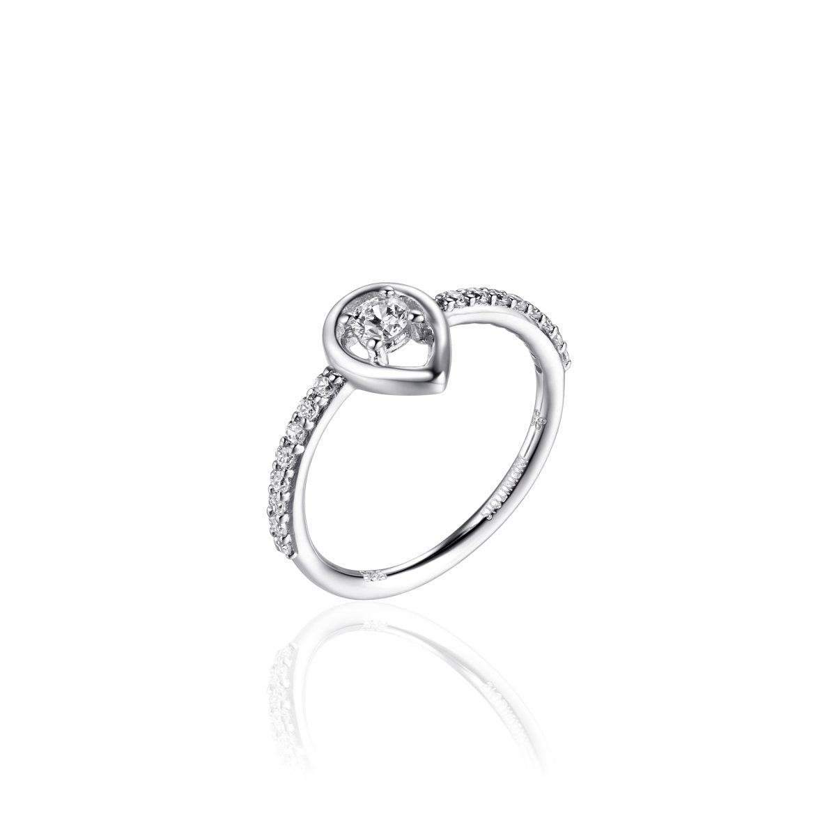 Gisser Ring Zilver Gerhodineerd Zirkonia Wit – I04R003