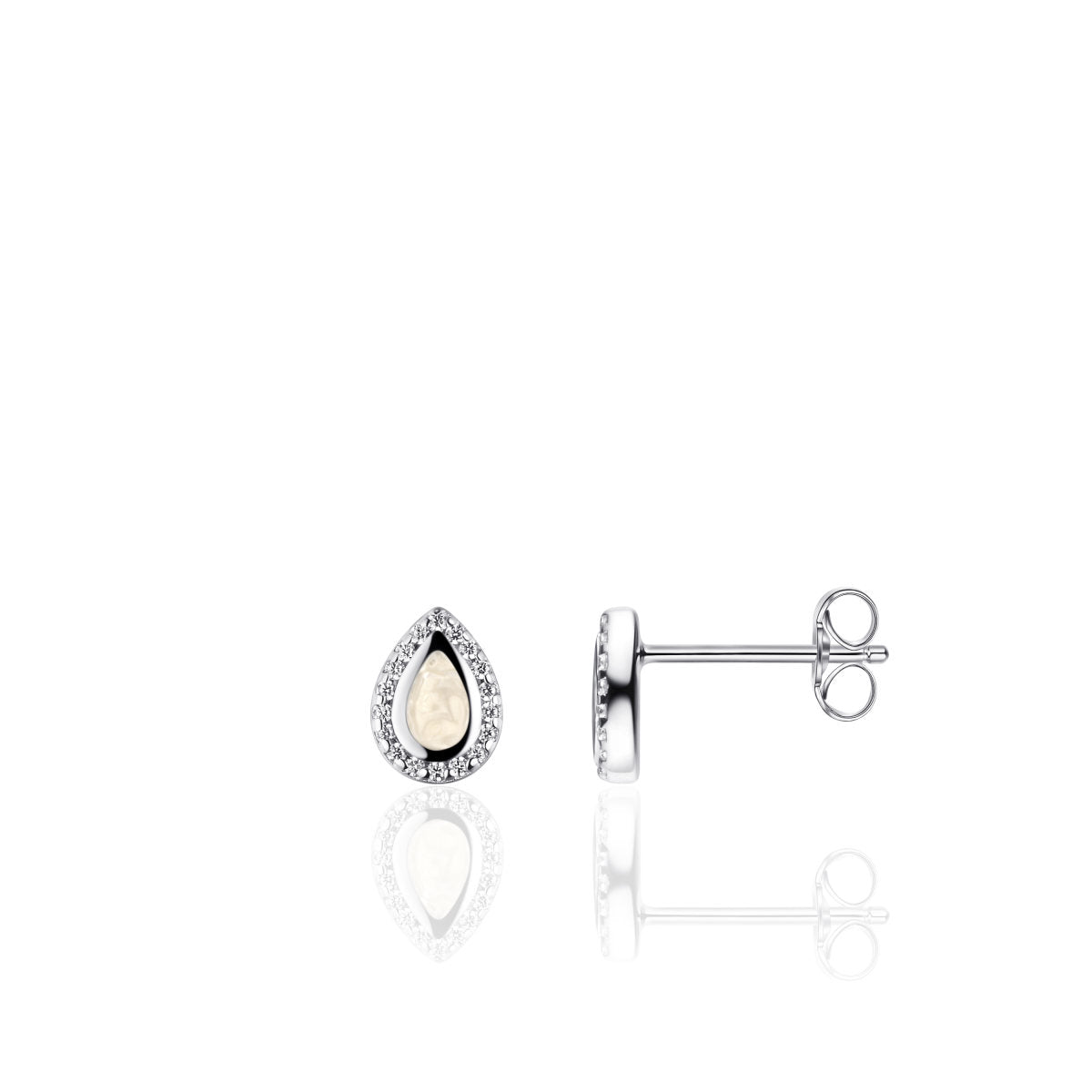 Gisser Oorbellen Zilver Gerhodineerd Zirkonia Wit – I05E007