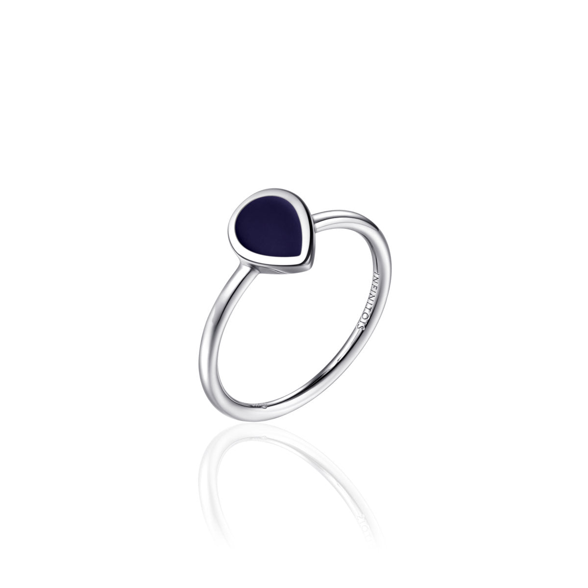 Gisser Ring Zilver Gerhodineerd Emaille Blauw – I05R010