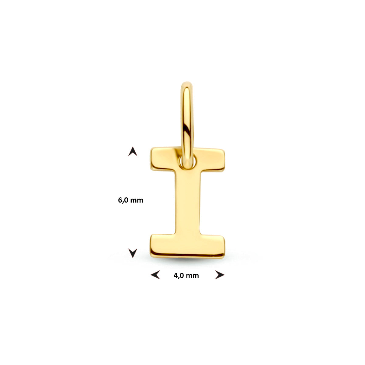 Hanger letter I 6 mm 14K geelgoud #Letter_I