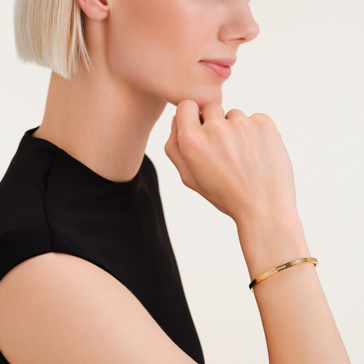 Rosefield Armband Striped Bangle with Crystals JBSCG-J1037 Goudkleurig