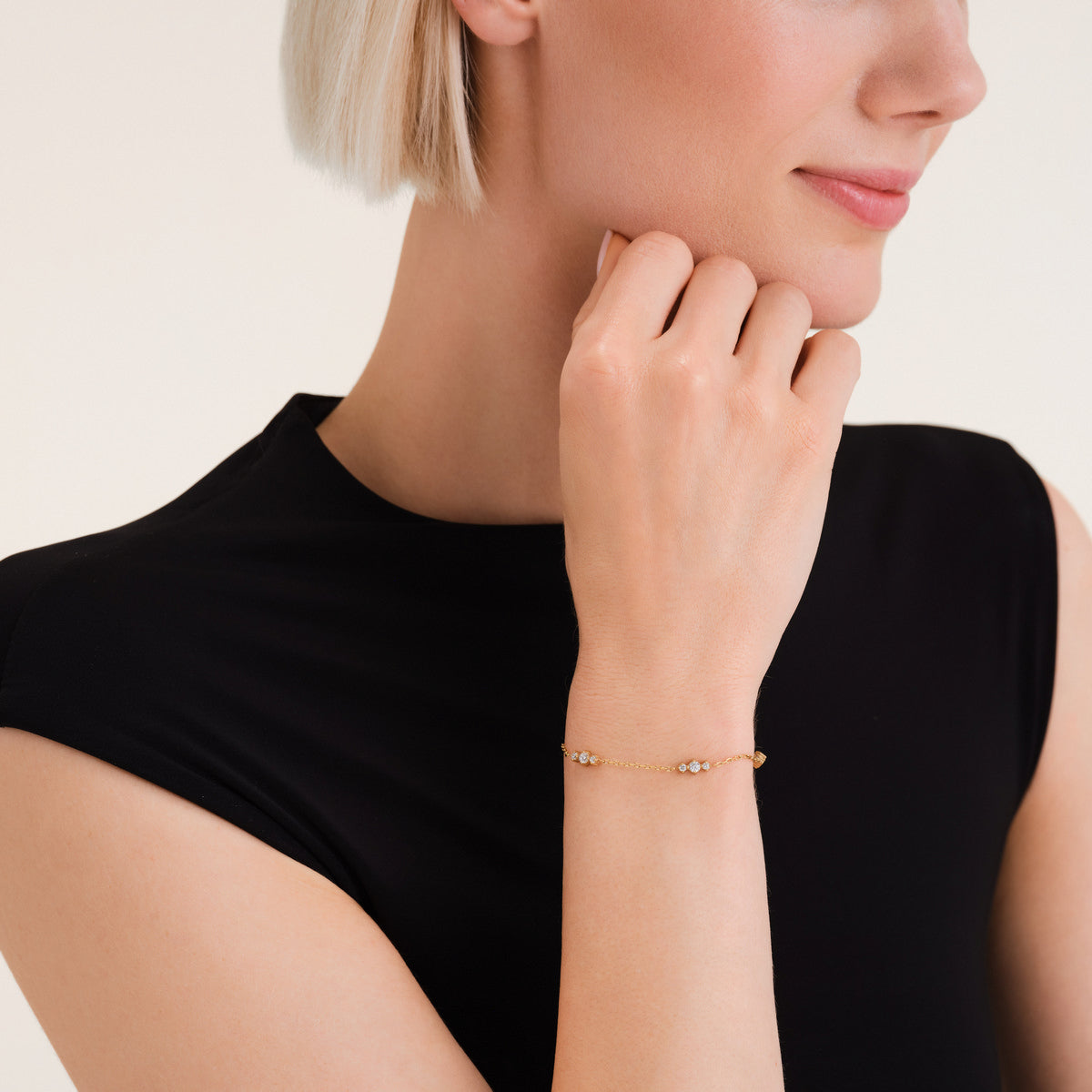 Rosefield Armband Triple Crystal JBTCG-J1020 Goudkleurig