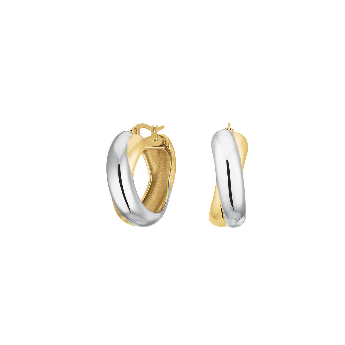 Rosefield Oorbellen Duotone Crossed Hoops JEDCD-J978 Zilver-Goud Duo