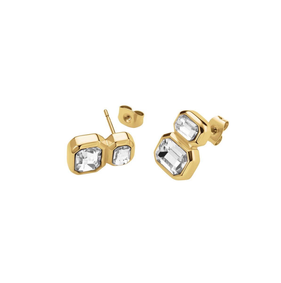 Rosefield Oorbellen Iconic Octagon Double JEODG-J1128 Goudkleurig