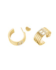 Rosefield Oorringen Fine Octagon Striped Hoops Goudkleurig Verguld 14K Goud Stainless Steel Dames - JEOSG-J1181
