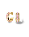 Rosefield Oorringen Pink Beads Hoop Earrings Goudkleurig Verguld 14K Goud Stainless Steel Dames - JEPBG-J817