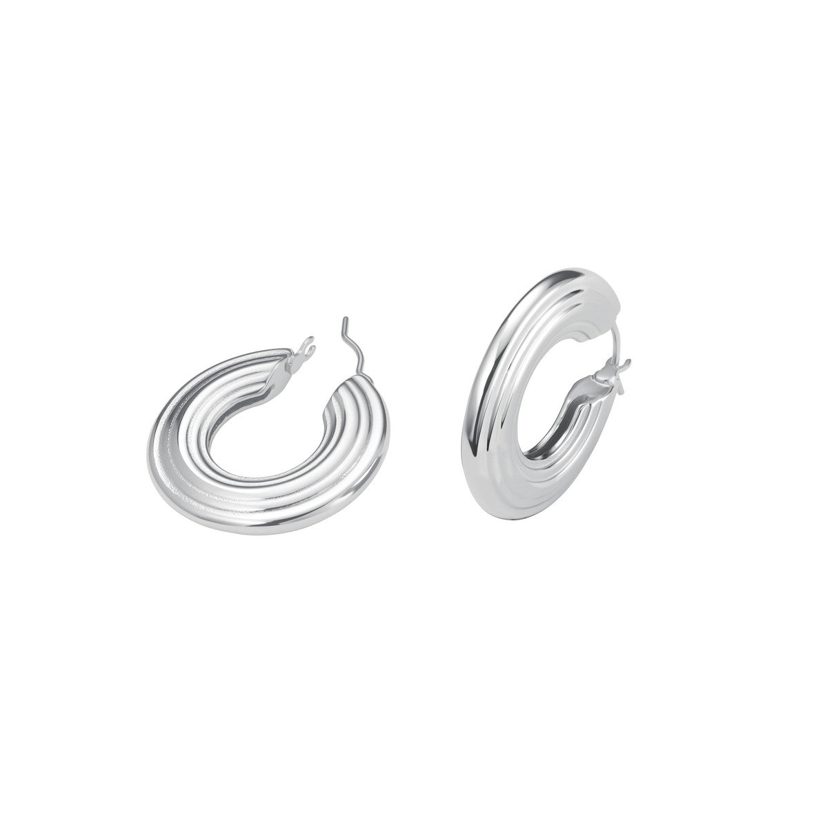Rosefield Oorbellen Striped Hoops JESHS-J980 Zilverkleurig