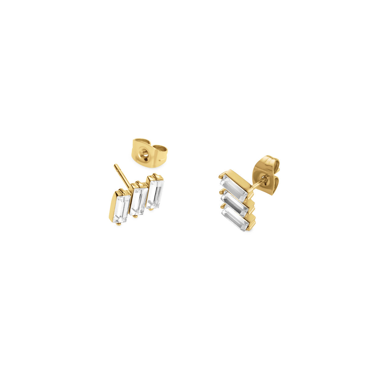 Rosefield Oorbellen Iconic Triple Baguette JETBG-J1127 Goudkleurig