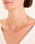 Rosefield Ketting Playful Crystals Baguette Dangling Goudkleurig Verguld 14K Goud Stainless Steel Dames - JNCDG-J1176