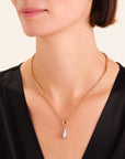 Rosefield Ketting Dome Drop Bicolor Bicolor 14k Yellow Goudkleurig + Rhodium Plated Stainless Steel Dames - JNDDD-J1220
