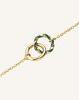 Rosefield Ketting Emerald Duo Goudkleurig 14k Yellow Goudkleurig + Green Enamel Stainless Steel Dames - JNEDG-J714