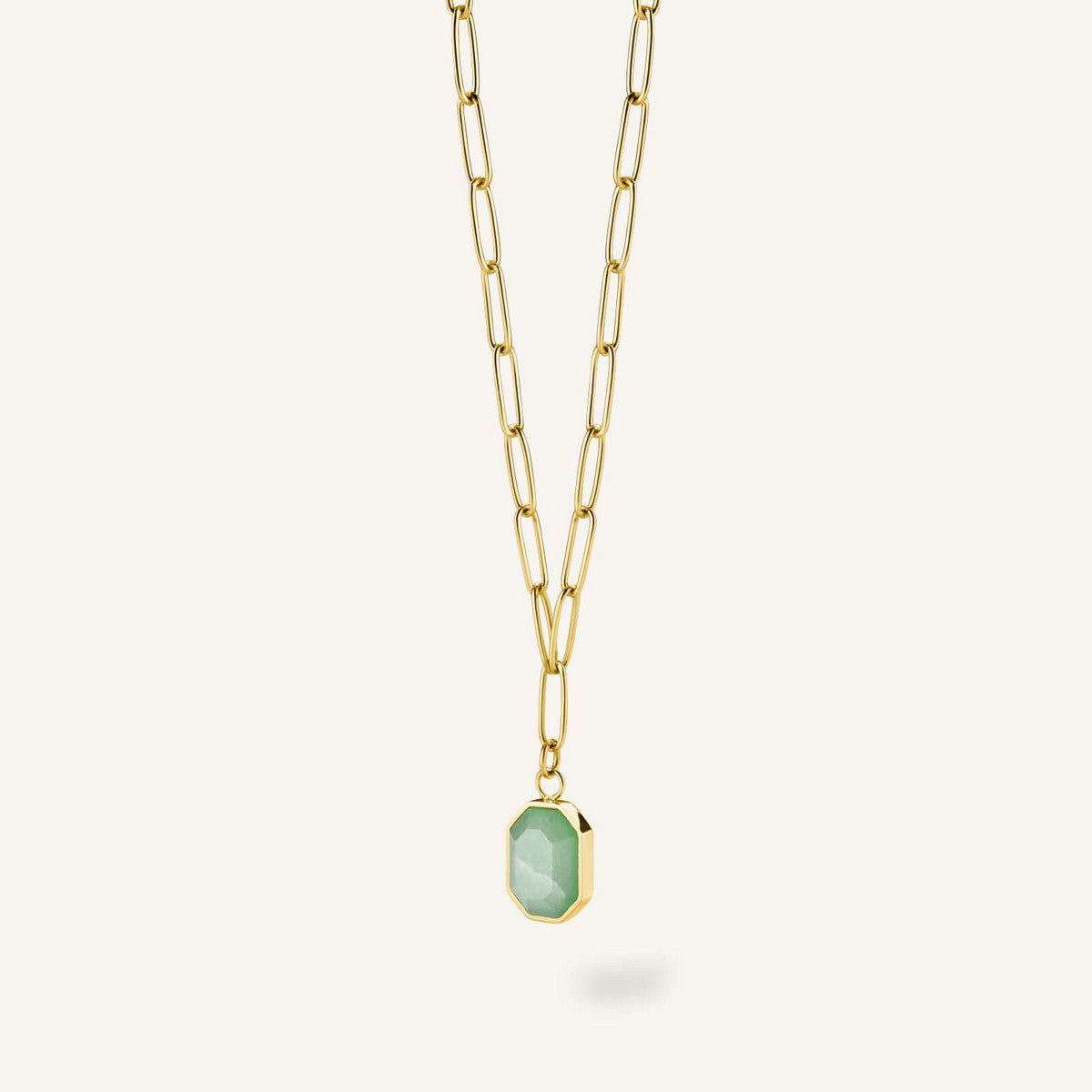 Rosefield Ketting Geometric Gemstone Necklace Jade JNGGG-J664 Goudkleurig