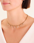 Rosefield Ketting Playful Crystals Multi Stones Choker Goudkleurig Verguld 14K Goud Stainless Steel Dames - JNMCG-J1178