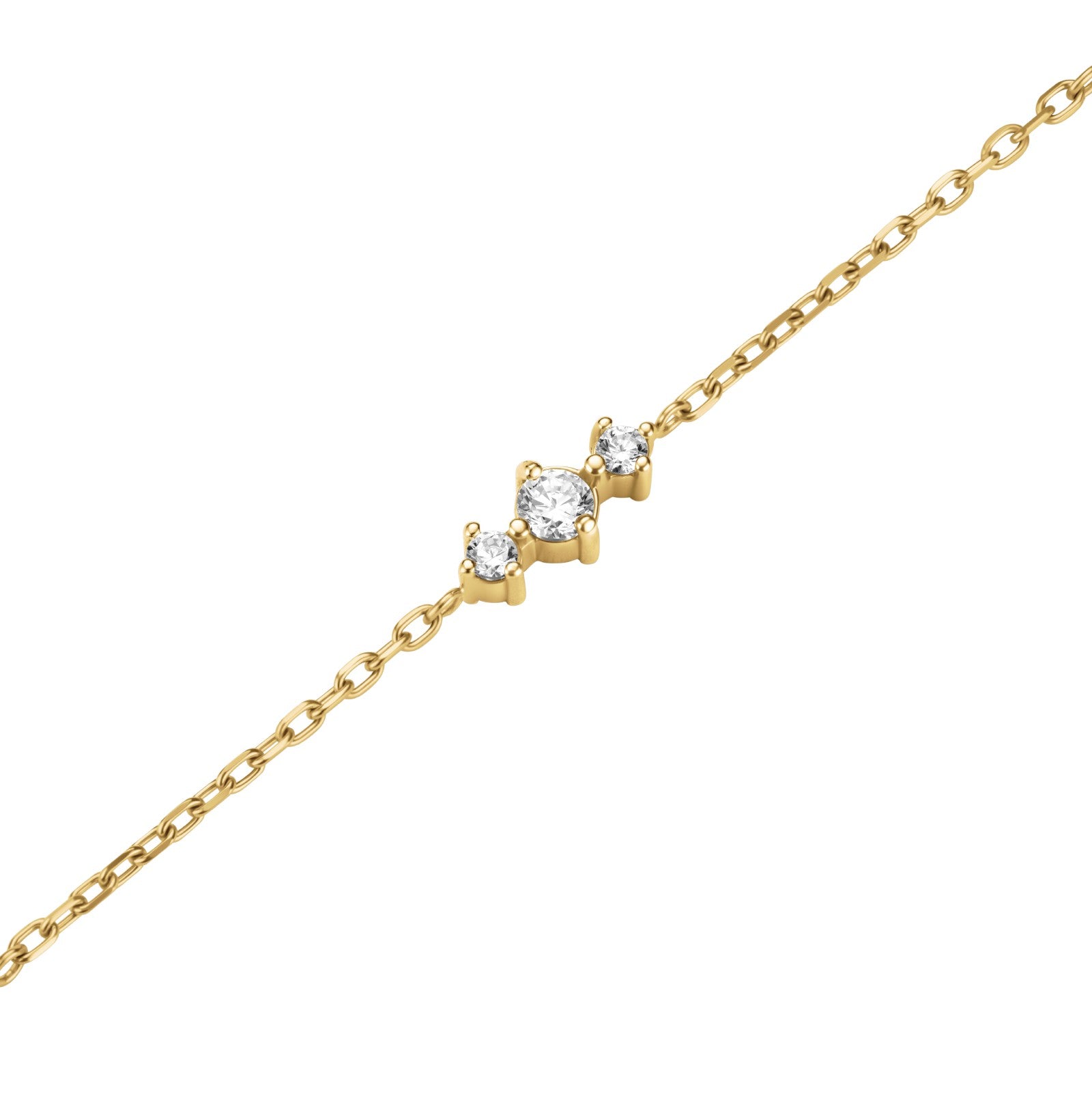 Rosefield Ketting Row of Hearts White Crystals Goudkleurig Verguld 14K Goud Stainless Steel Dames - JNRHG-J1005