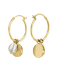 Rosefield Oorbellen Shell and pearl charm earrings gold Goudkleurig Verguld 14K Goud Stainless Steel Dames - JSPCEG-J173