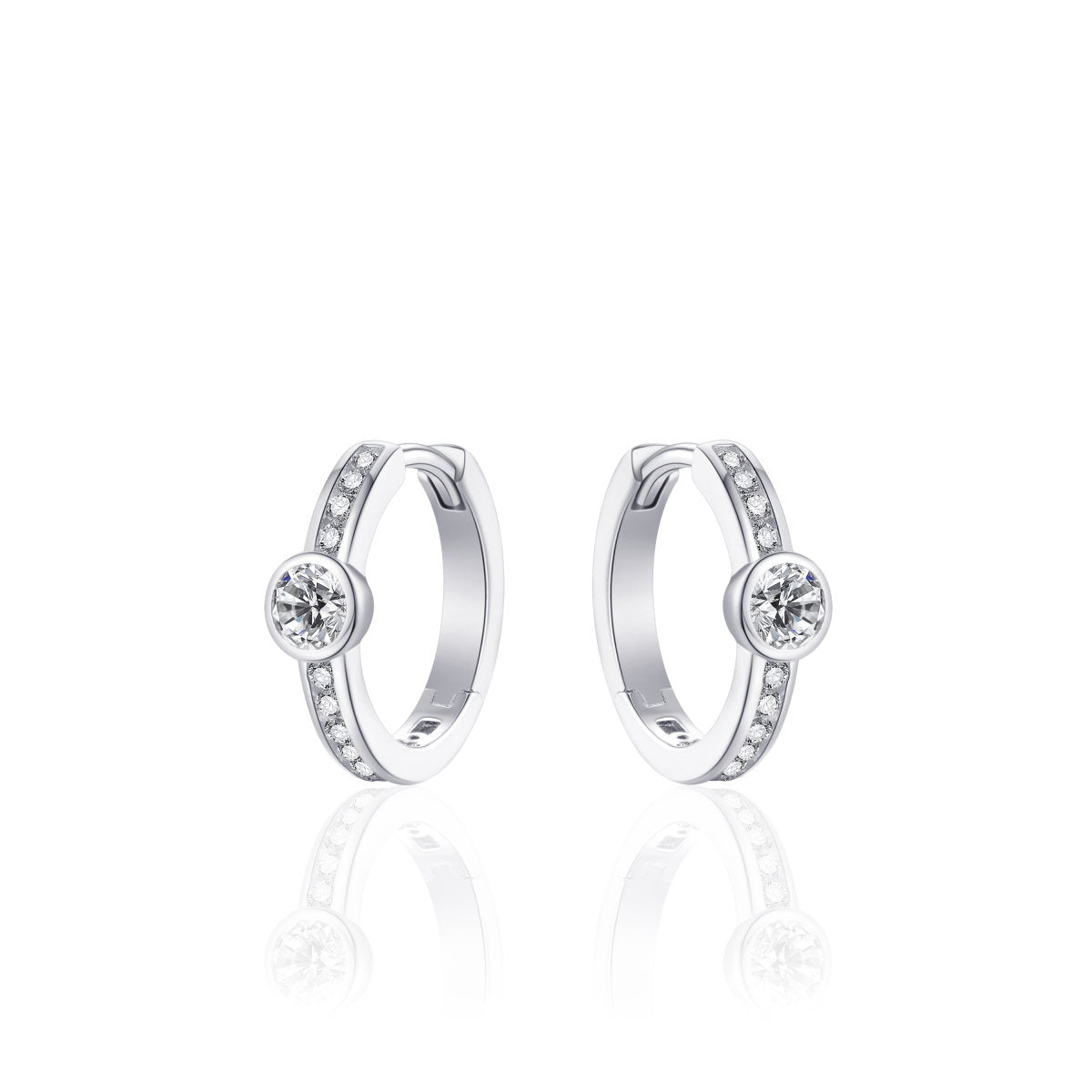 Gisser Oorringen Zilver Gerhodineerd Zirkonia Wit – KC071