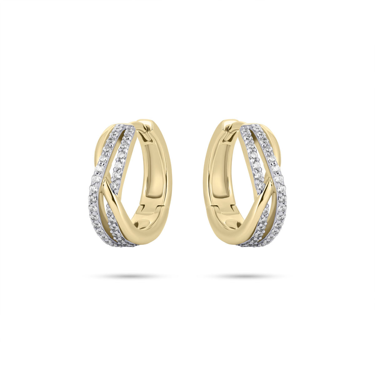 Gisser Oorringen Zilver Geel Verguld Zirkonia Wit – KC090Y