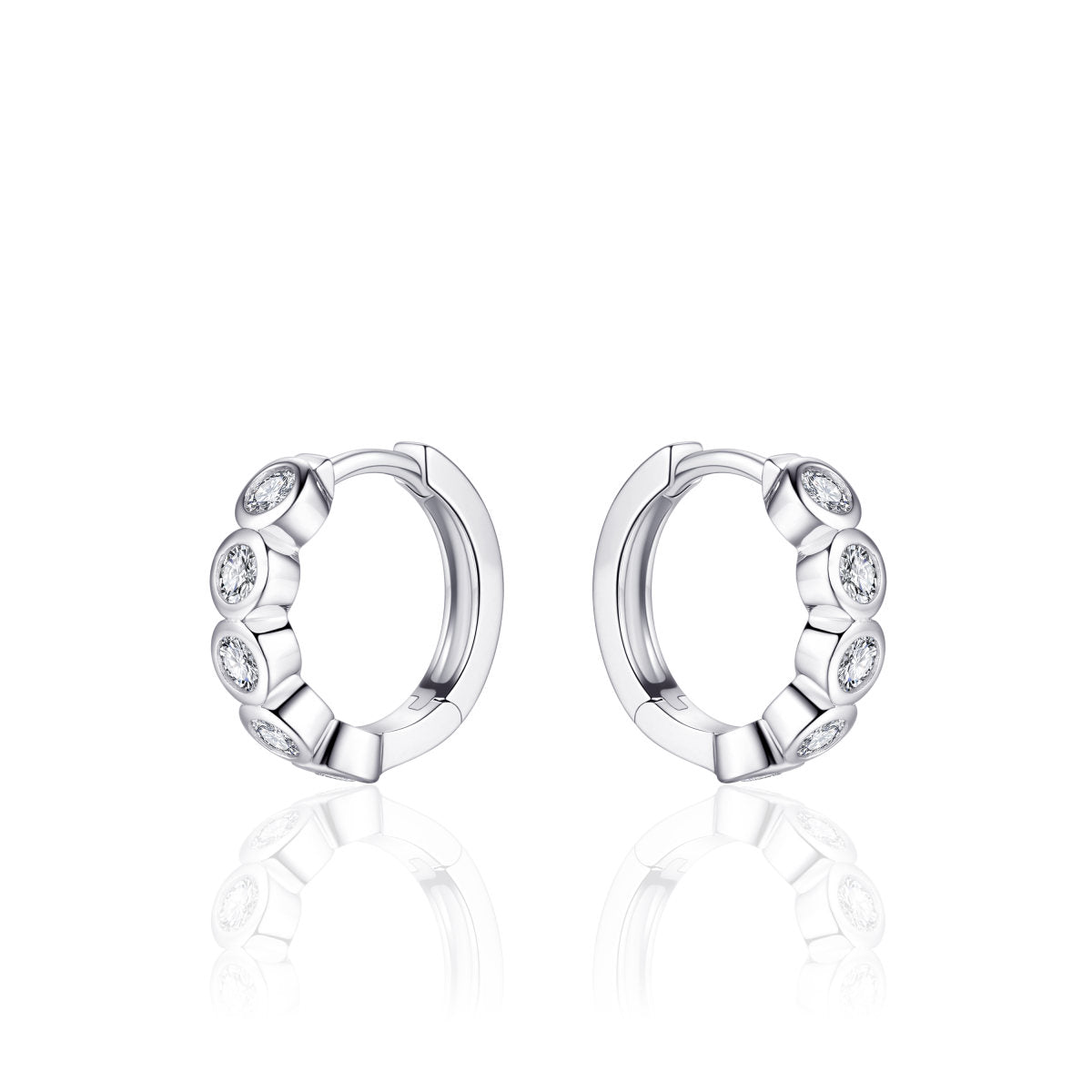 Gisser Oorringen Zilver Gerhodineerd Zirkonia Wit – KC1000
