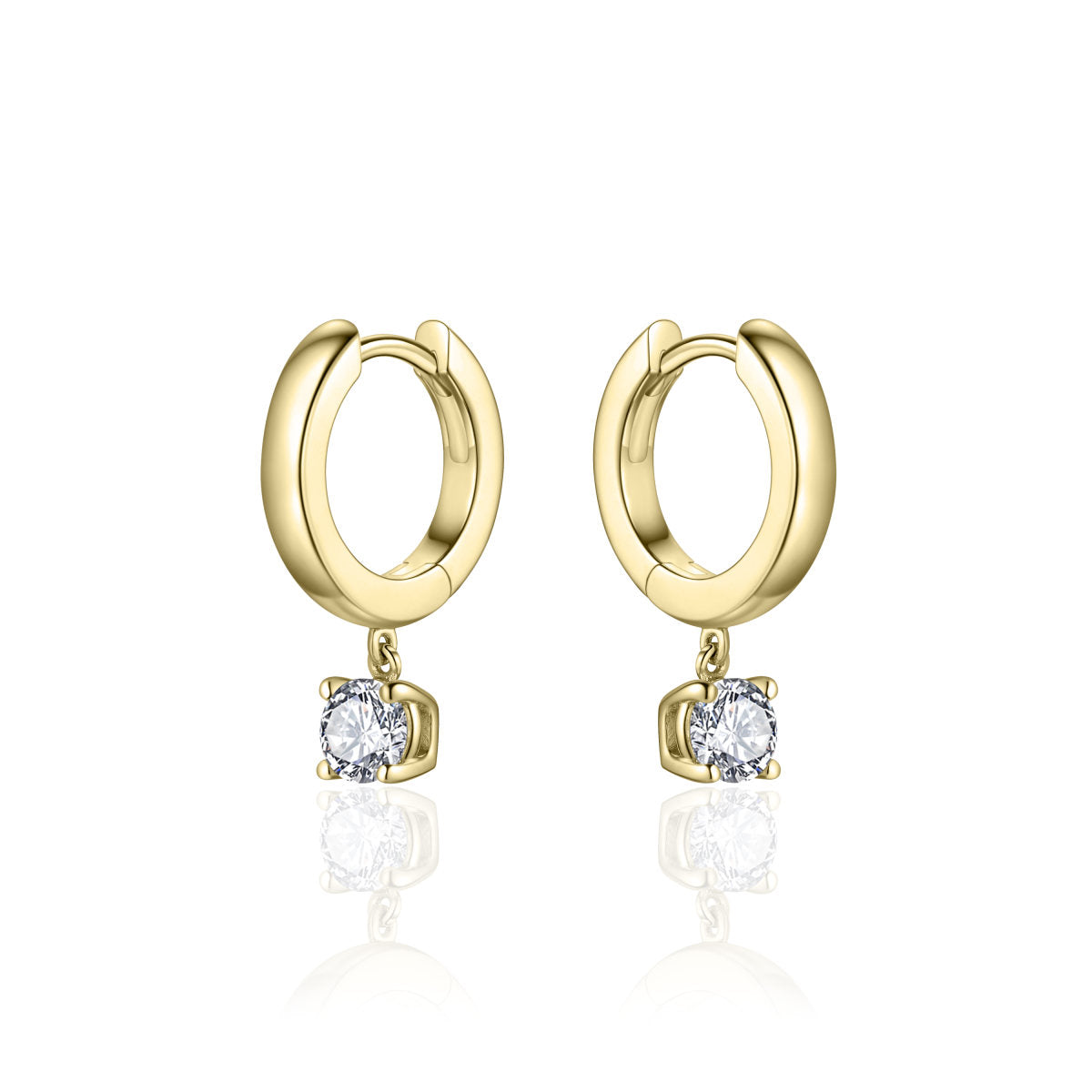 Gisser Oorringen Zilver Geel Verguld Zirkonia Wit – KC1009Y