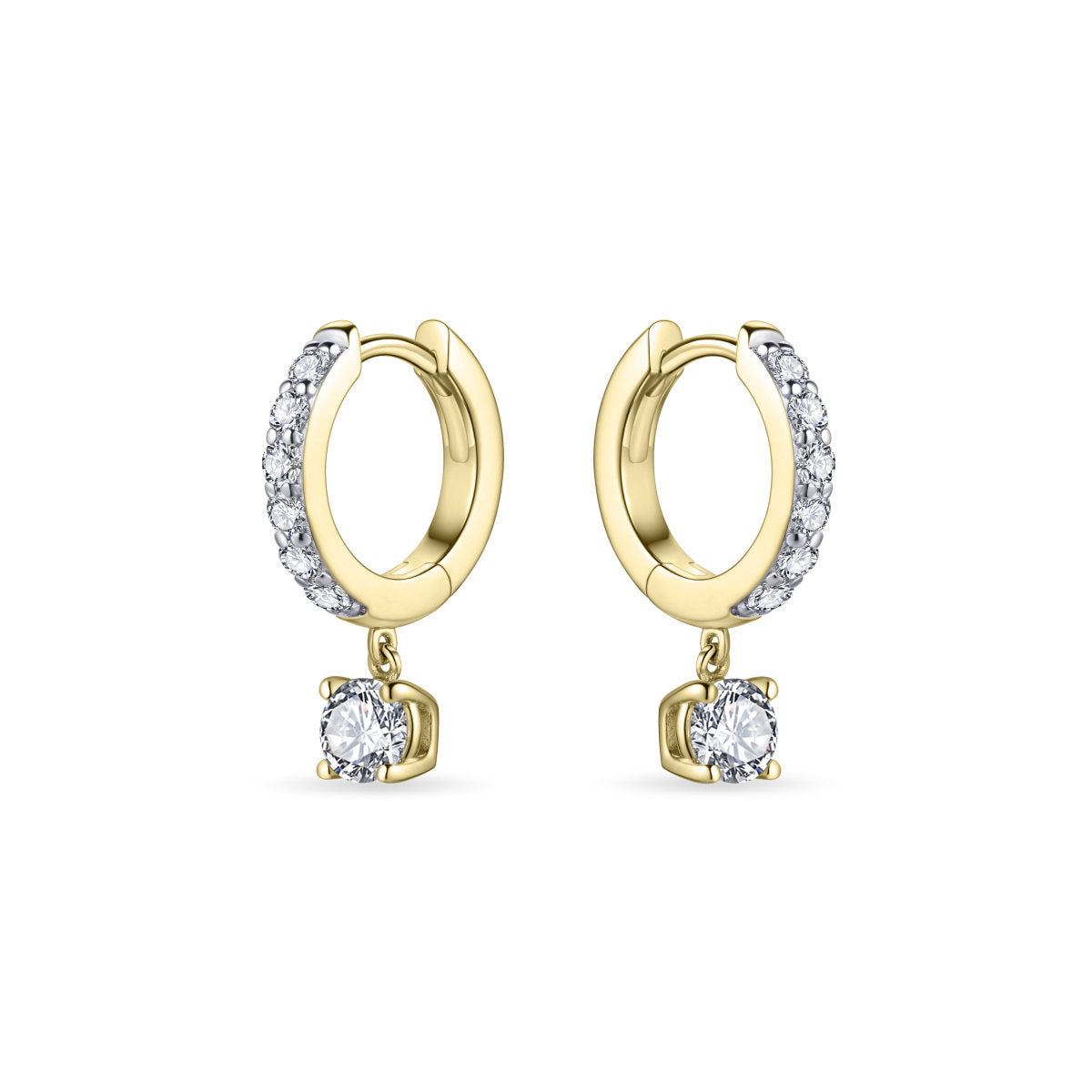 Gisser Oorringen Zilver Geel Verguld Zirkonia Wit – KC1010Y
