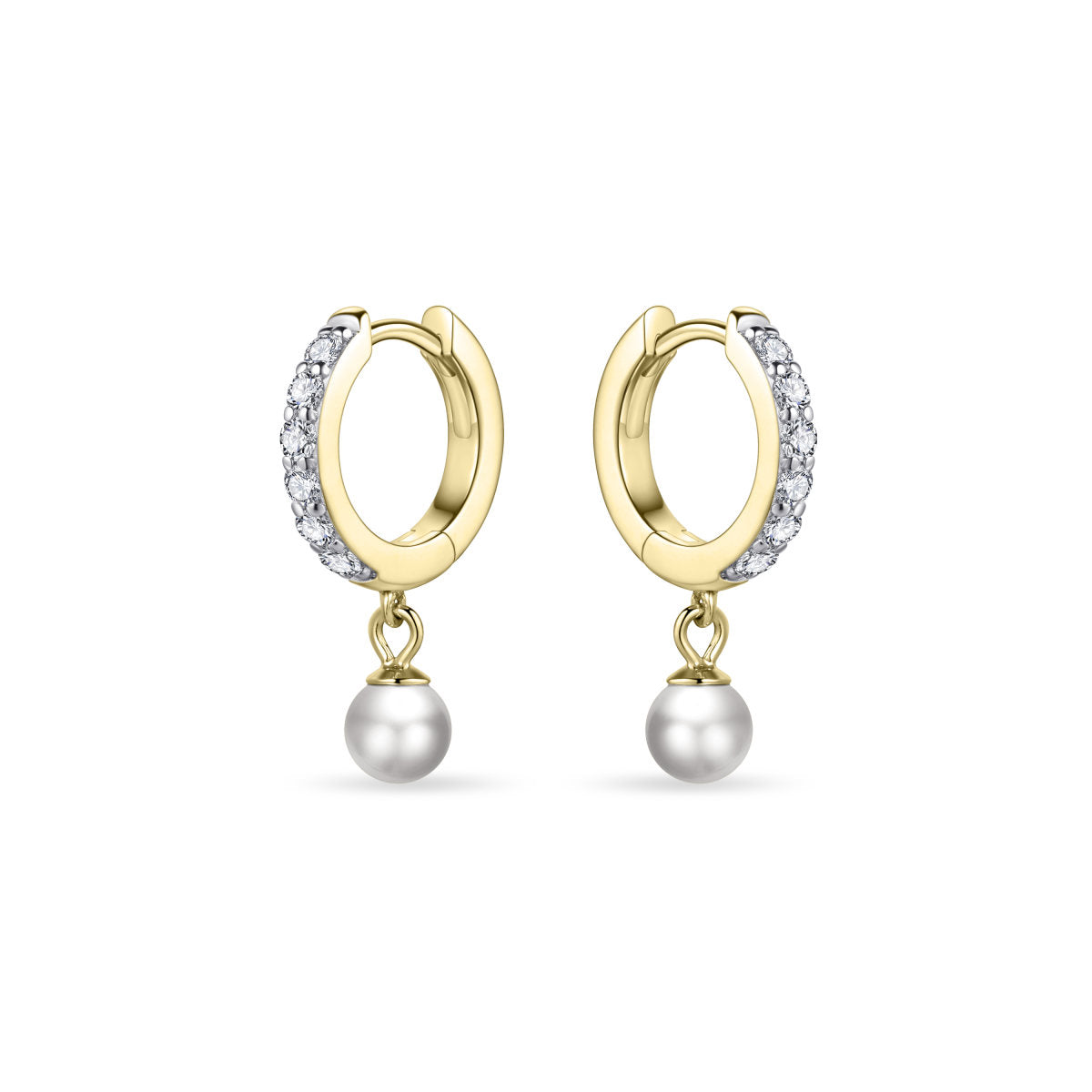 Gisser Oorringen Zilver Geel Verguld Zirkonia Wit – KC1011Y
