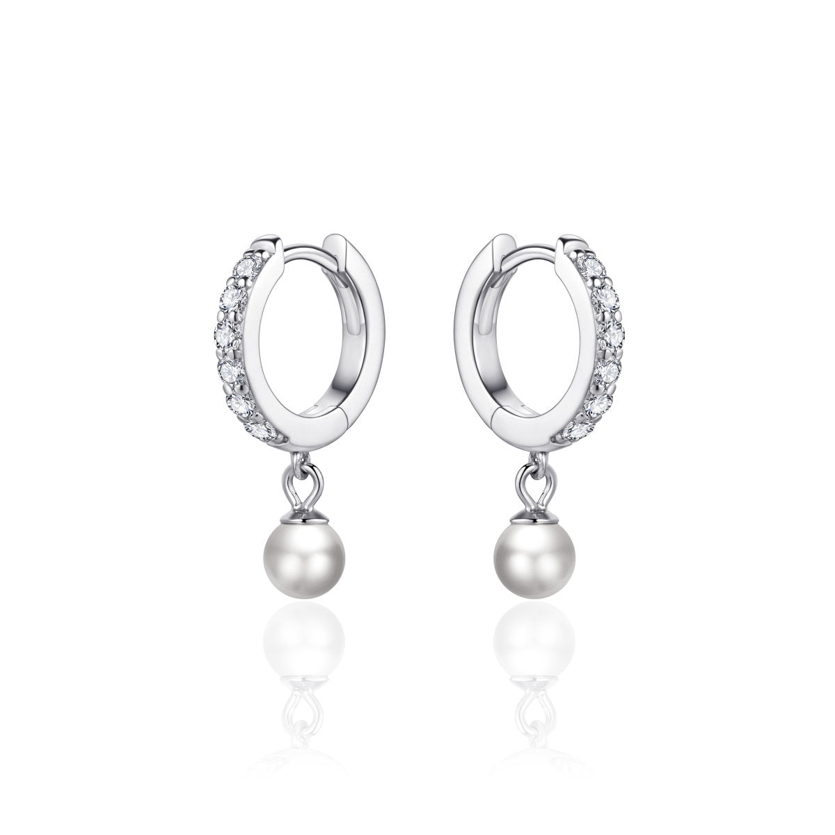 Gisser Oorringen Zilver Gerhodineerd Zirkonia Wit – KC1011