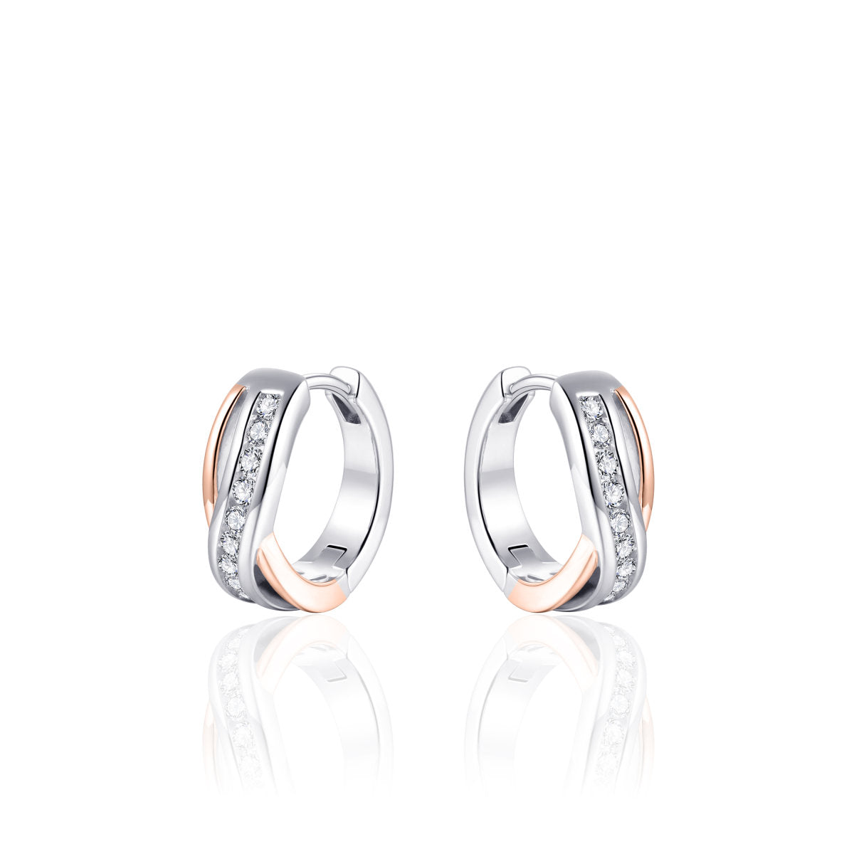 Gisser Oorringen Zilver Roséverguld Zirkonia Wit – KC1012R