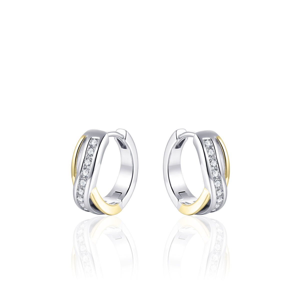 Gisser Oorringen Zilver Verguld Bicolor Zirkonia Wit – KC1012Y