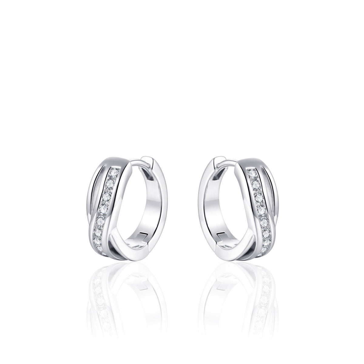 Gisser Oorringen Zilver Gerhodineerd Zirkonia Wit – KC1012