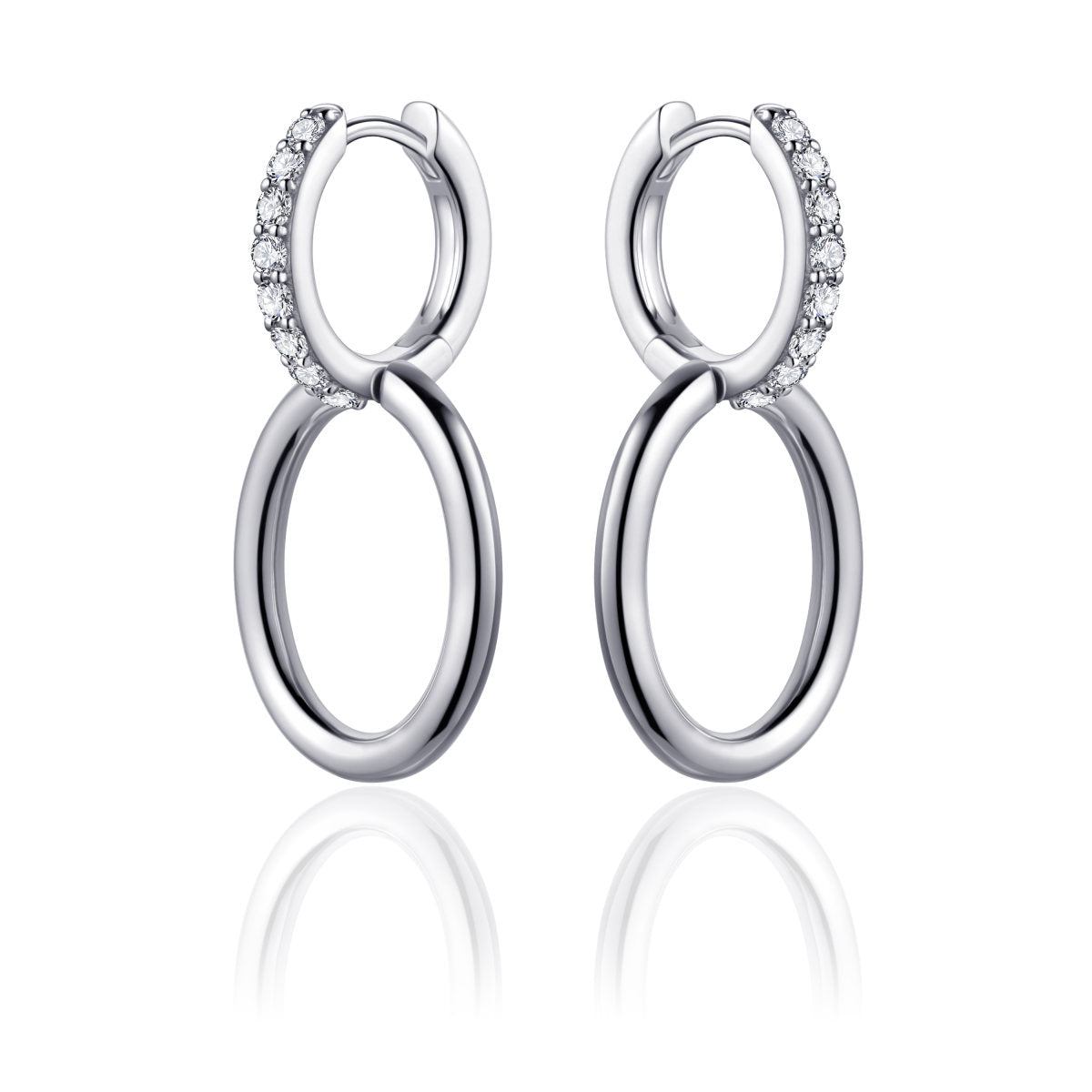 Gisser Oorringen Zilver Gerhodineerd Zirkonia Wit – KC1014