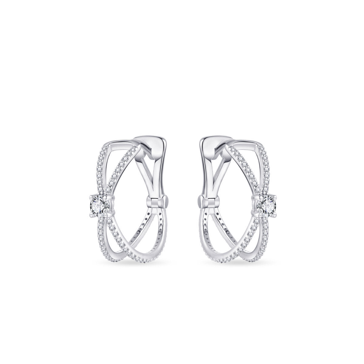 Gisser Oorringen Zilver Gerhodineerd Zirkonia Wit – KC1019