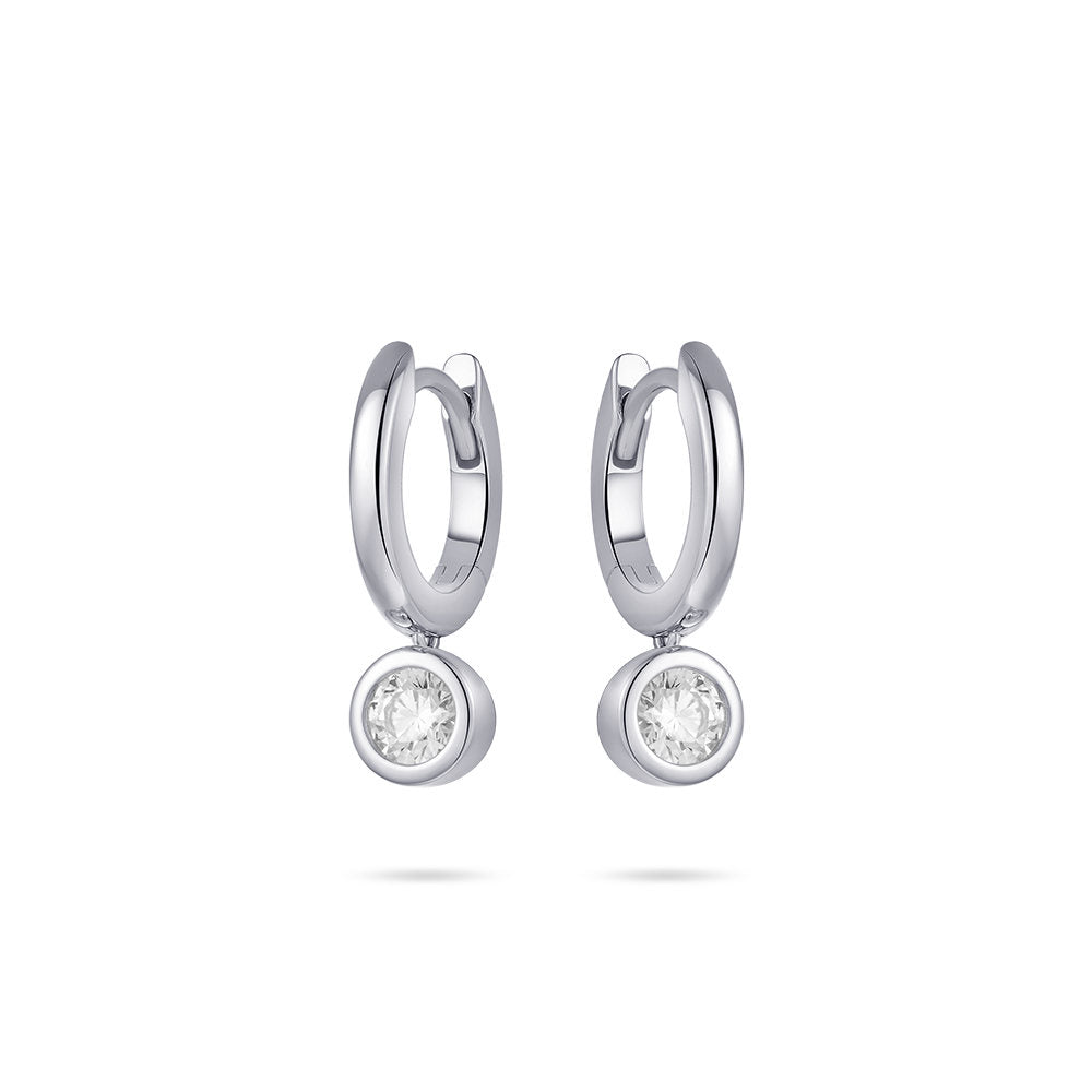 Gisser Oorringen Zilver Gerhodineerd Zirkonia Wit – KC1032