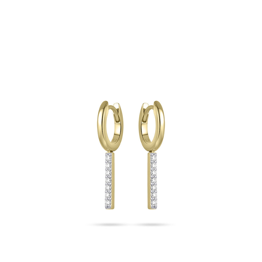 Gisser Oorringen Zilver Geel Verguld Zirkonia Wit – KC1036Y