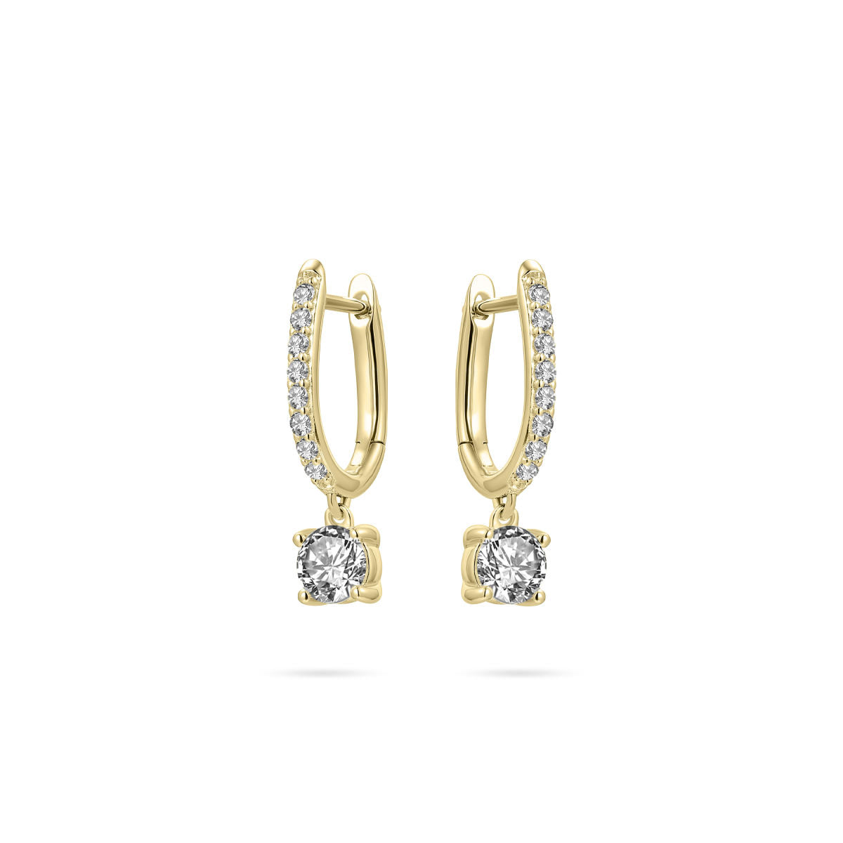 Gisser Oorringen Zilver Geel Verguld Zirkonia Wit – KC1040Y