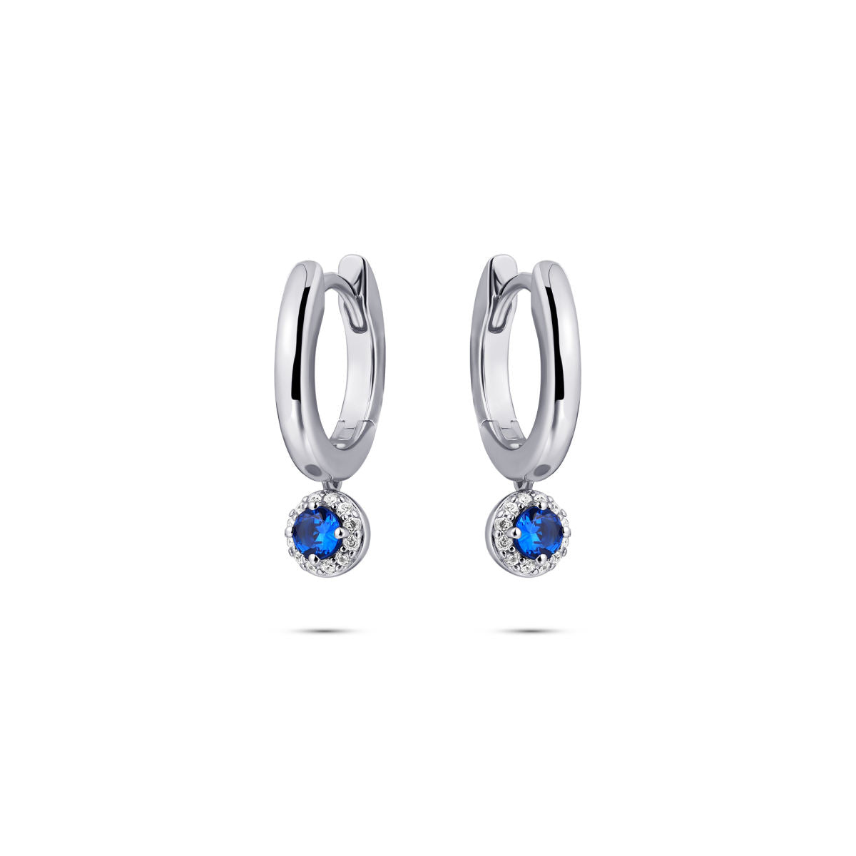 Gisser Oorringen Zilver Gerhodineerd Zirkonia Blauw – KC1053B