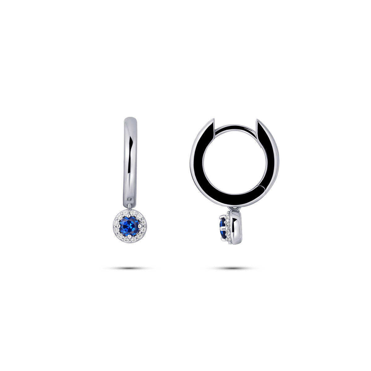 Gisser Oorringen Zilver Gerhodineerd Zirkonia Blauw – KC1053B – foto 2
