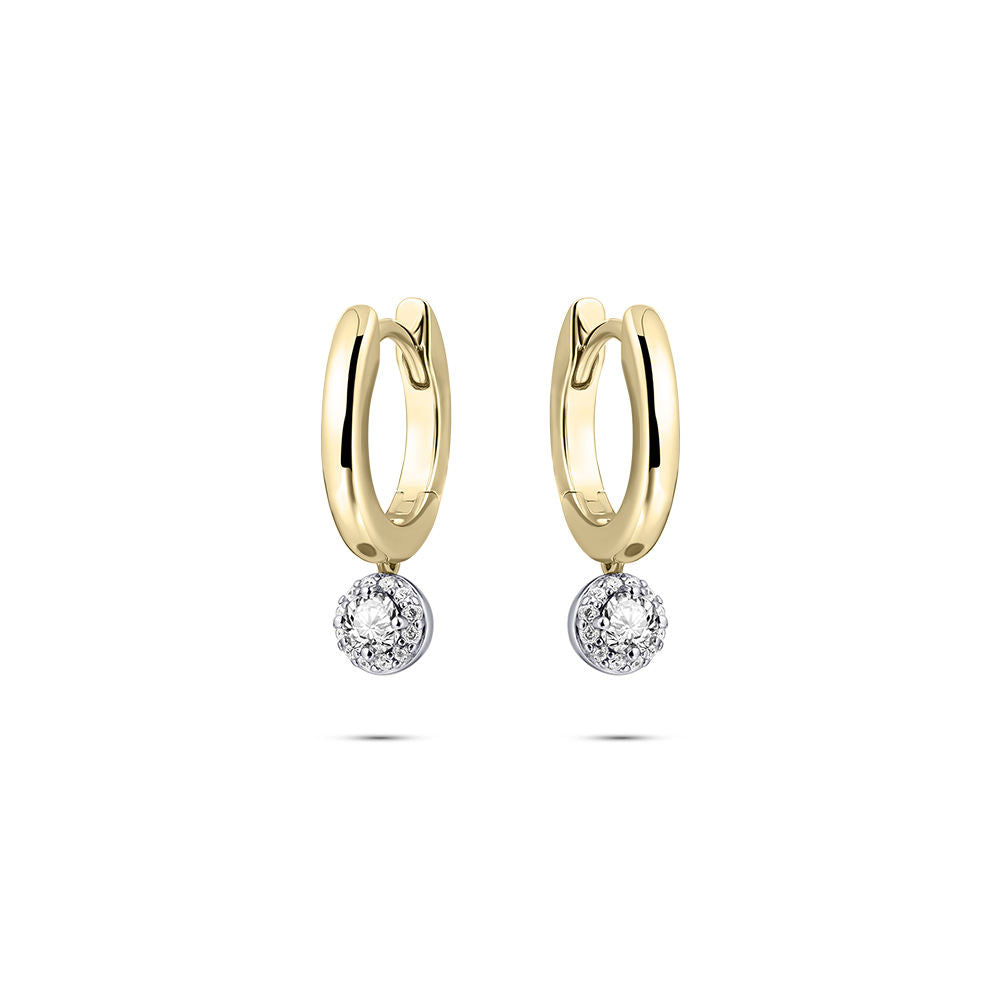 Gisser Oorringen Zilver Geel Verguld Zirkonia Wit – KC1053Y