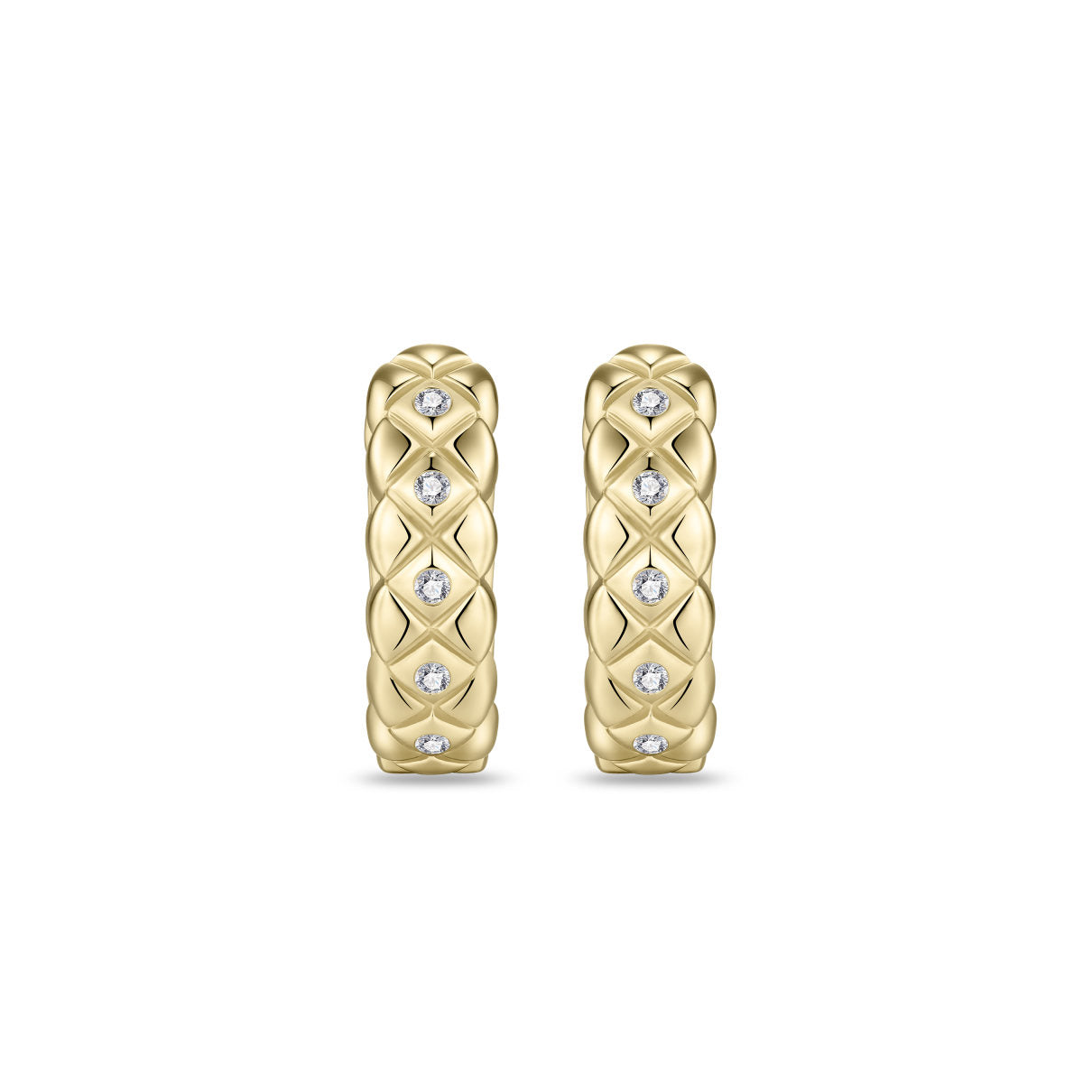 Gisser Oorringen Zilver Verguld Bicolor Zirkonia Wit – KC1056Y – foto 2