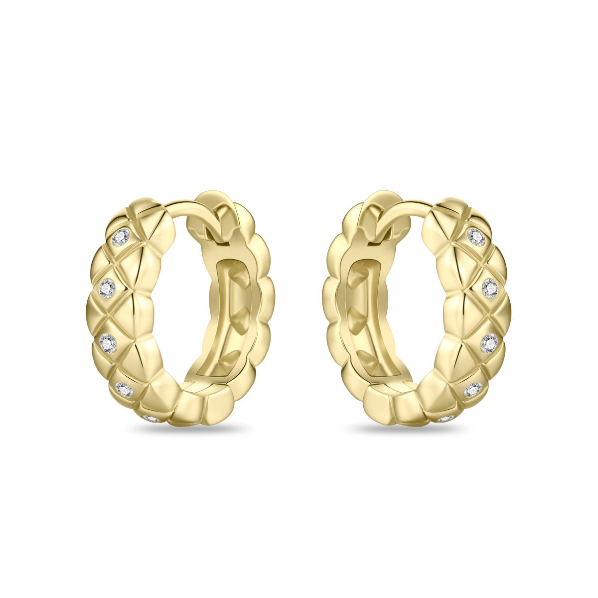 Gisser Oorringen Zilver Verguld Bicolor Zirkonia Wit – KC1056Y