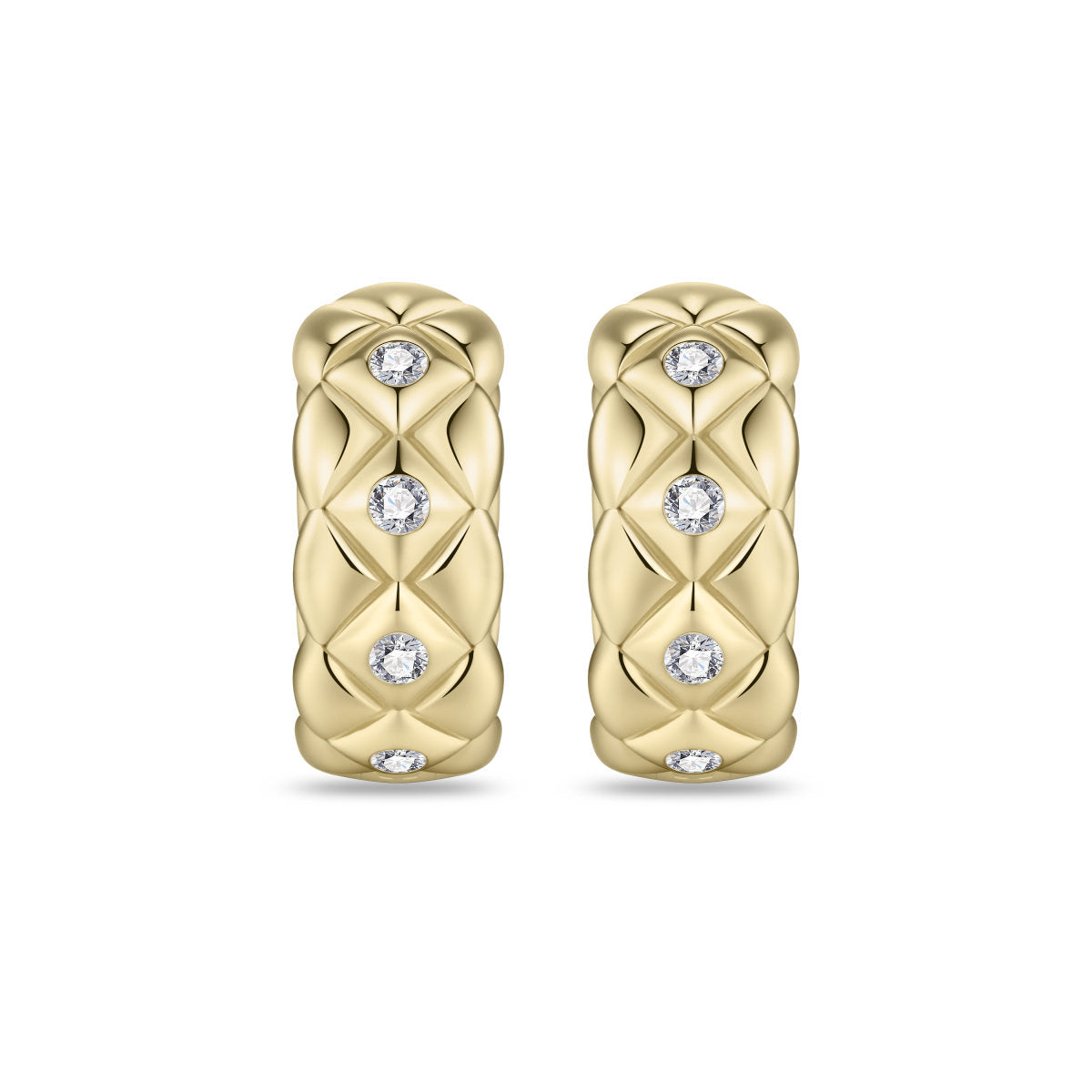 Gisser Oorringen Zilver Geel Verguld Zirkonia Wit – KC1058Y – foto 2