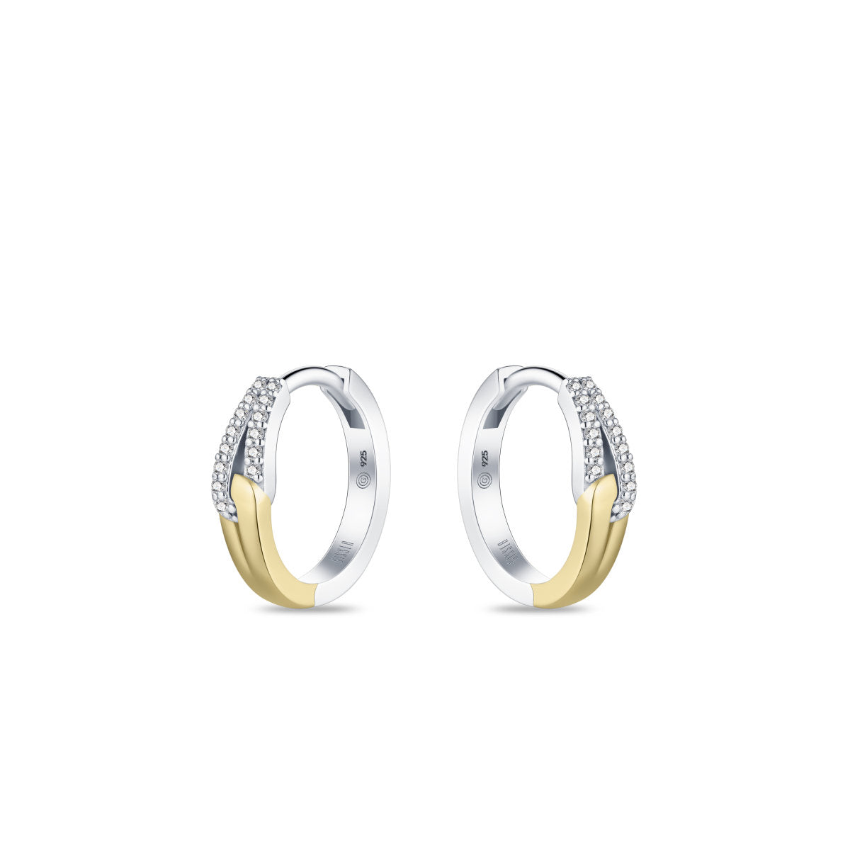 Gisser Oorringen Zilver Verguld Bicolor Zirkonia Wit – KC1059Y