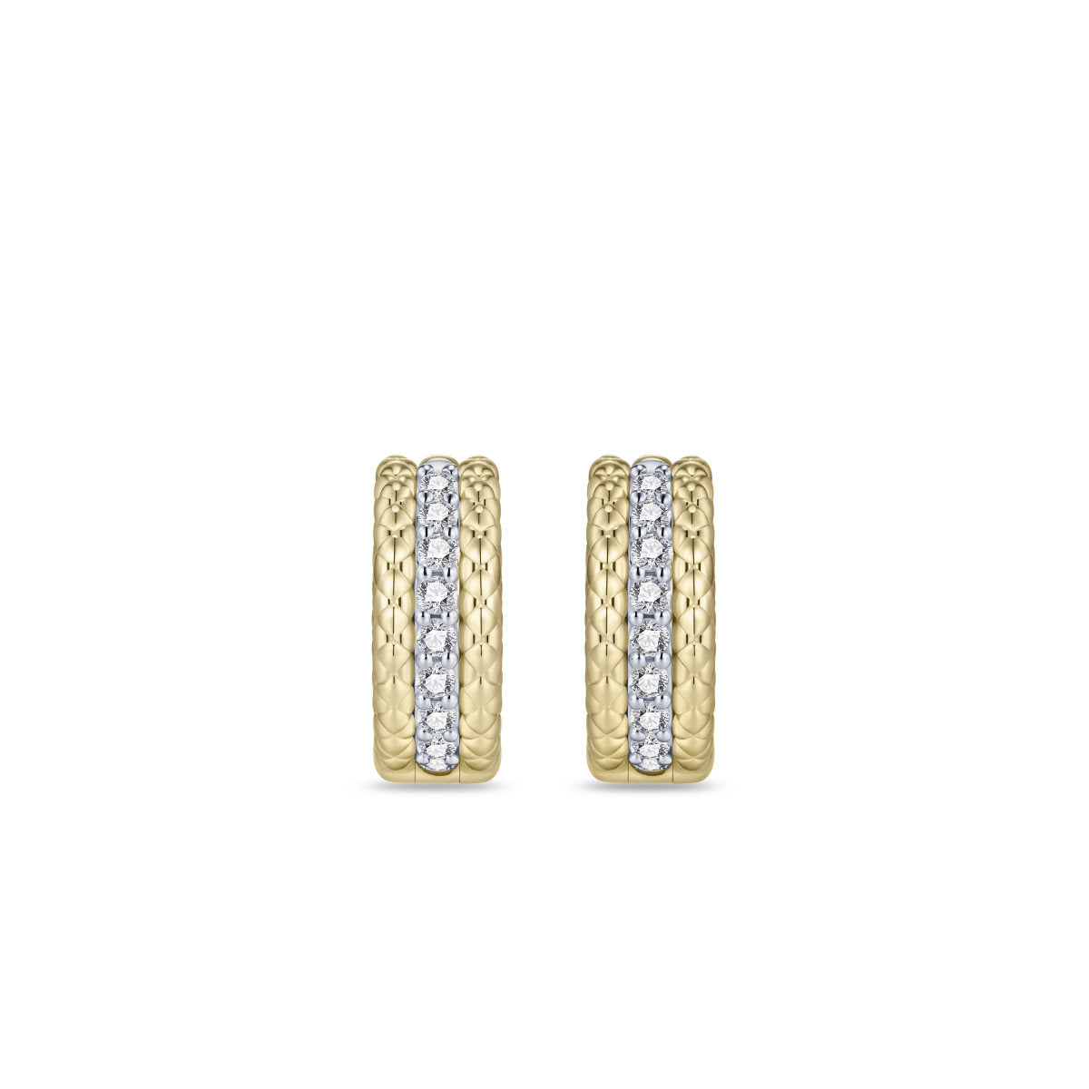 Gisser Oorringen Zilver Verguld Bicolor Zirkonia Wit – KC1061Y – foto 2