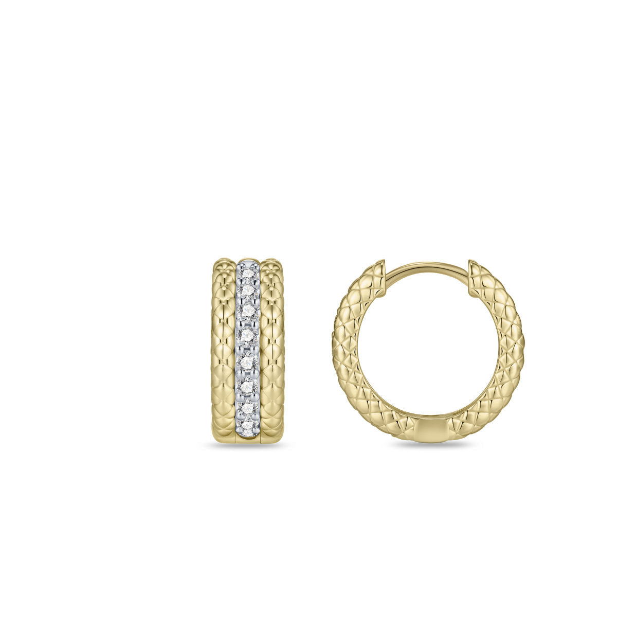 Gisser Oorringen Zilver Verguld Bicolor Zirkonia Wit – KC1061Y – foto 3