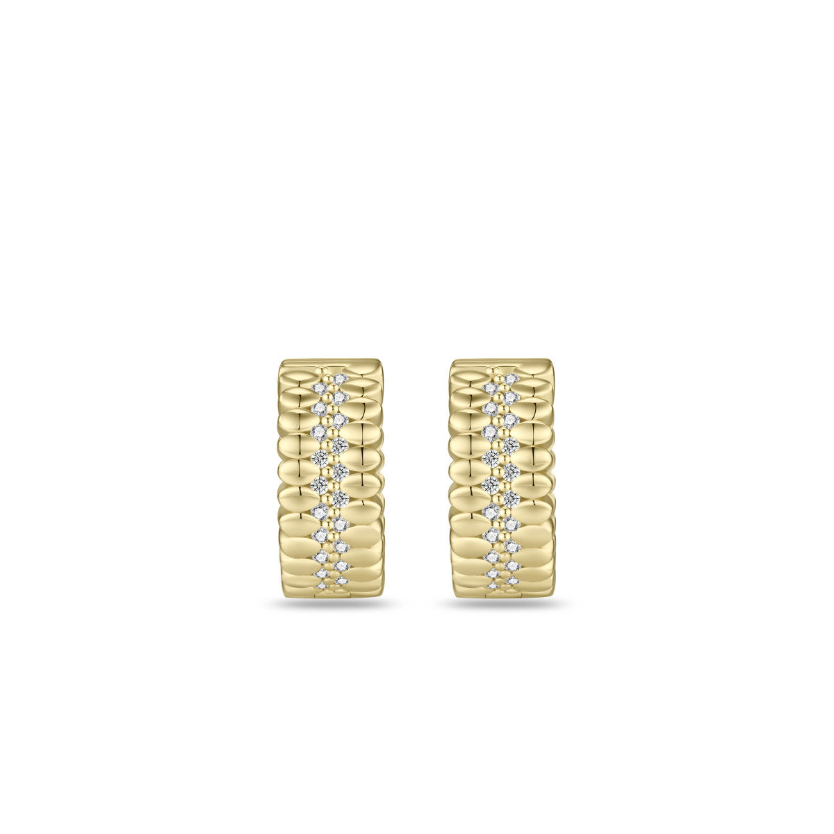 Gisser Oorringen Zilver Geel Verguld Zirkonia Wit – KC1062Y – foto 2