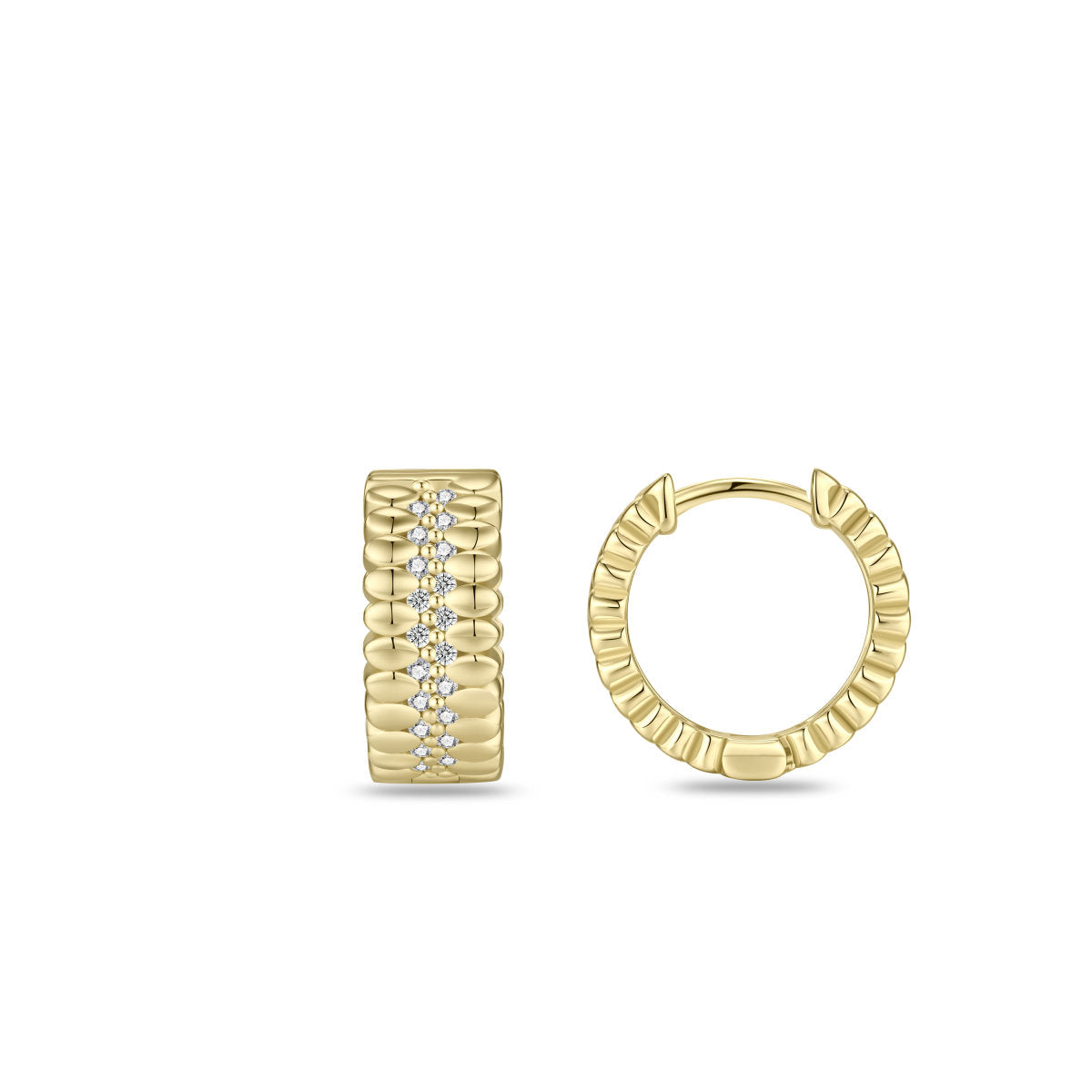 Gisser Oorringen Zilver Geel Verguld Zirkonia Wit – KC1062Y – foto 3